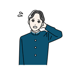 悩んでいる制服を着た学生のイラスト