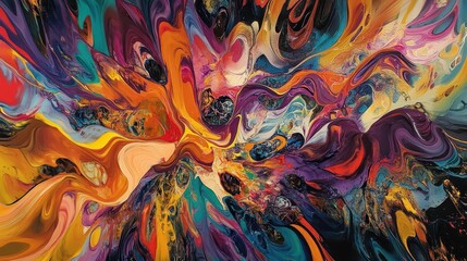 Vibrant Abstract Swirls on Colorful Canvas