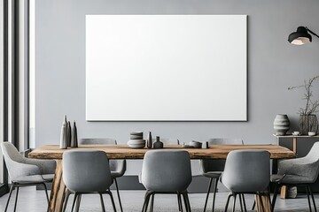 Blank Poster Mockup Hanging on Wall