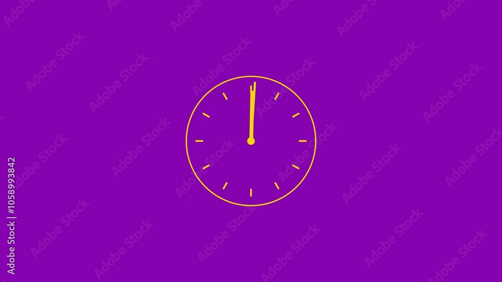 Poster simple clock animation. clock animation , analog clock 12 hour time. neon wall clock animated.