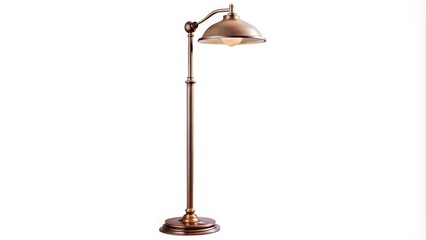 Vintage stand floor lamp isolated on white with clipping path at a tilted angle