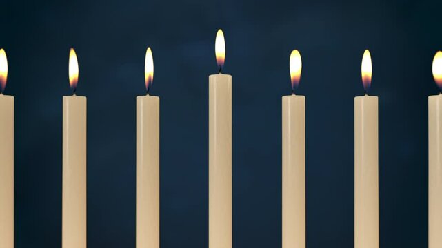 Happy Hanukkah Menorah with Hebrew Text - 4K Holiday Animation