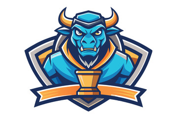 Fototapeta premium Trophy Mascot Logo Design Vector Template set . Trophy Badge Illustration for Sport Team. 