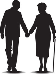 Grandparents together silhouette vector illustration isolated on a white background