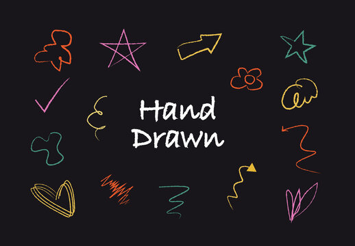 Vector Hand Drawn Scribble Elements Set