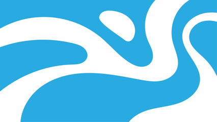 Flat vector background featuring wavy, flowing shapes in shades of blue and white