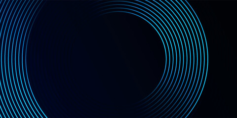 Blue abstract background with glowing circles. Swirl circular lines pattern. Geometric spiral. Twirl element. Modern graphic desi