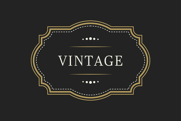 Elegant vintage retro frame on black background, with patterns, with text . Vector illustration