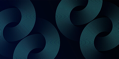 Blue abstract background with glowing circles. Swirl circular lines pattern. Geometric spiral. Twirl element. Modern graphic desi