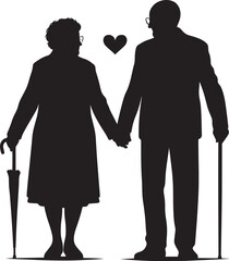 Grandparents together silhouette vector illustration isolated on a white background