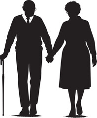 Grandparents together silhouette vector illustration isolated on a white background