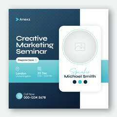 Online webinar or conference invitation social media post banner design template for corporate business agency