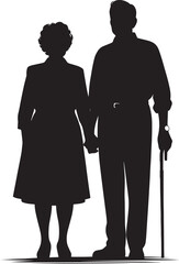 Grandparents together silhouette vector illustration isolated on a white background