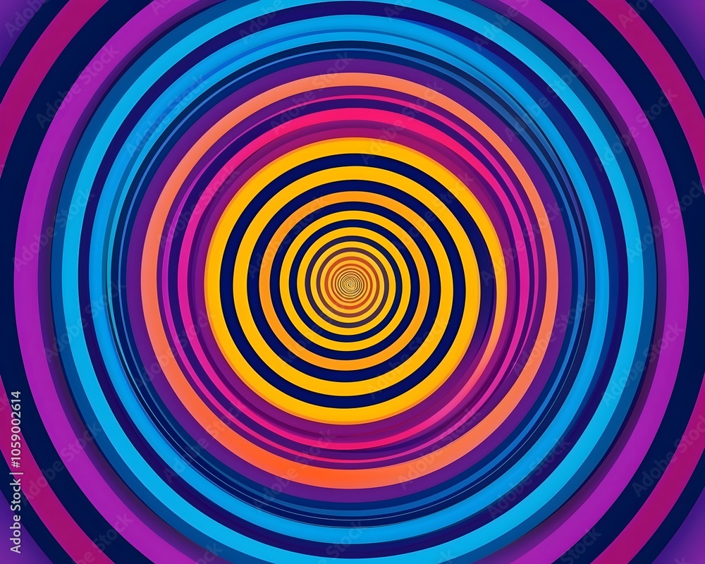 Poster mesmerizing concentric ripple effect pattern in bold vibrant colors