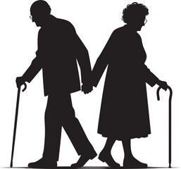 Grandparents together silhouette vector illustration isolated on a white background