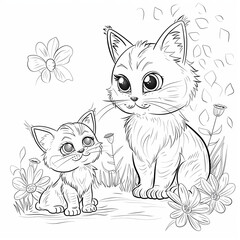 Obraz premium cats coloring page
