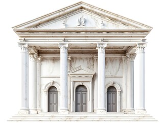 Obraz premium Elegant Historical Palace with Regal Architectural Details Captured on White Background