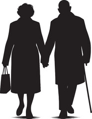 Grandparents together silhouette vector illustration isolated on a white background
