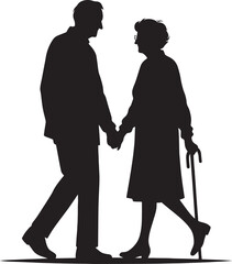 Grandparents together silhouette vector illustration isolated on a white background
