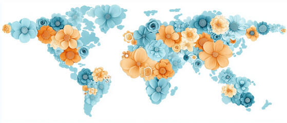 Floral World Map.