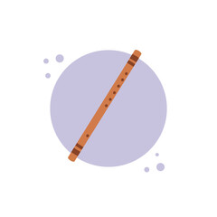 Flute musical instrument on isolated white background. Flute icon. Vector illustration cartoon flat style.