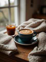 Enjoying breakfast, coffee, and warm bread.