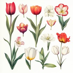 Tulips illustration, abstract tulips.Ai Generation
