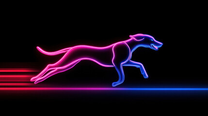 Obraz premium Neon Dog Running in Motion