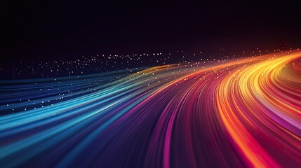 Abstract gradient hologram dynamic wave of 5G data plan comparison chart showing speed, value, and coverage areas