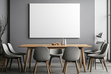 Blank Poster Mockup Hanging on Wall