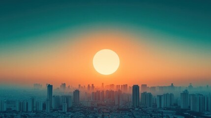 Fototapeta premium Bright new day breaking over cityscape