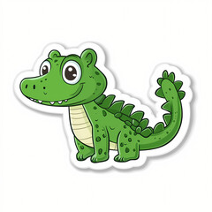 Fototapeta premium Cute Cartoon Crocodile Sticker Illustration