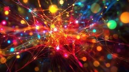 Obraz premium Abstract Network of Glowing Lines and Lights