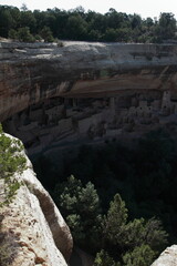 View of Ancient Pueblo Cliff Dwelling Cliff Palace in Mesa Verde National Park of Colorado, USA
