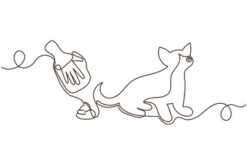 Walking your pet and cleaning up after it. cleaning up after your pet concept.