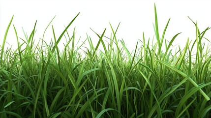 Fototapeta premium realistic 3d rendering of lush green grass, meticulously cut out, perfect for backgrounds or nature-themed projects, evoking a sense of freshness and vitality