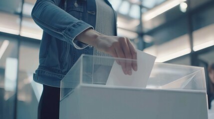 Voters Respectfully Casting Ballots into Ballot Boxes at Polling Stations, Upholding Voting Rights and Civic Responsibility.