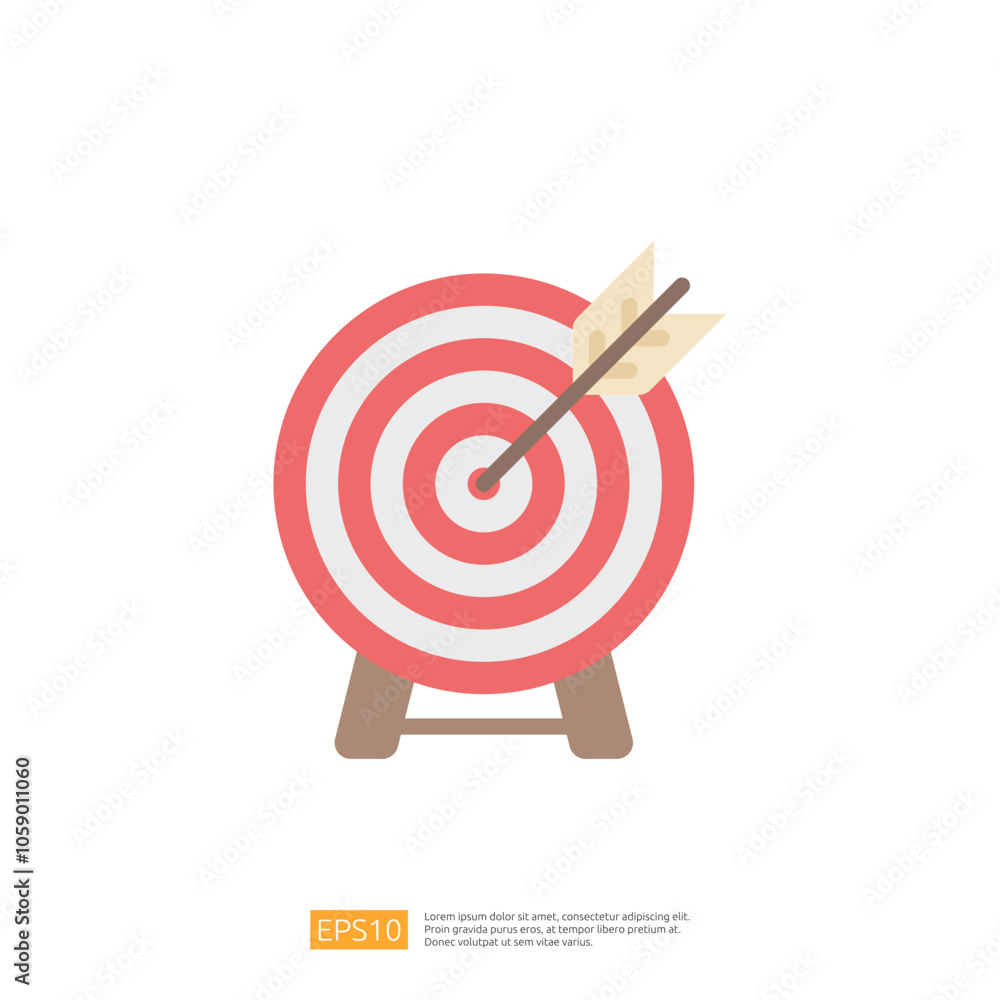 Poster a colorful target with an arrow embedded in it, symbolizing goal-setting and achievement. the design