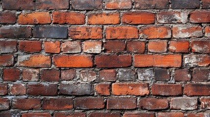 Obraz premium richly textured vintage brick wall showcasing deep tones and intricate patterns, exuding rustic charm and architectural elegance in an urban setting