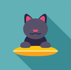 Black cat resting on a yellow pillow, enjoying a moment of peace and comfort