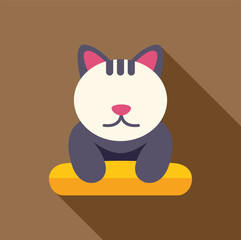 Adorable cartoon cat resting on a yellow bed, showcasing a heartwarming pet illustration with a minimalist design