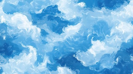 Obraz premium seamless vector pattern illustrating an impressionist-style depiction of a turbulent blue sky, full of dynamic brush strokes and depth, perfect for fabric or wallpaper designs