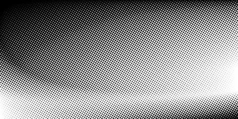 Abstract Halftone Dotted Gradient Design with Wave Effect. Black and white background with retro pixelated texture. Anime or manga comic style