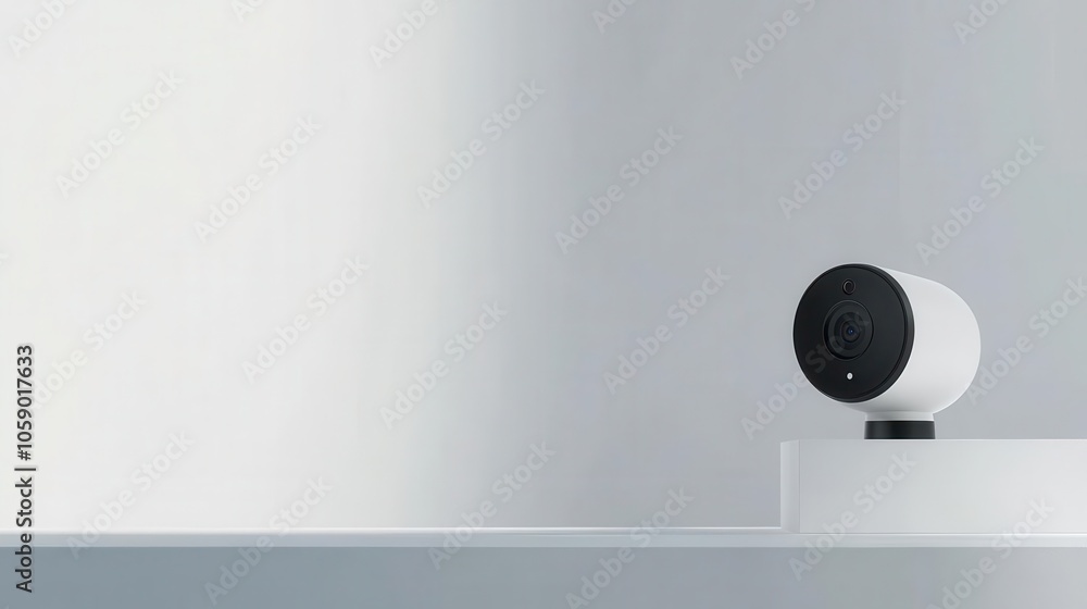 Poster security camera positioned against a plain white background, showcasing its design and functionality