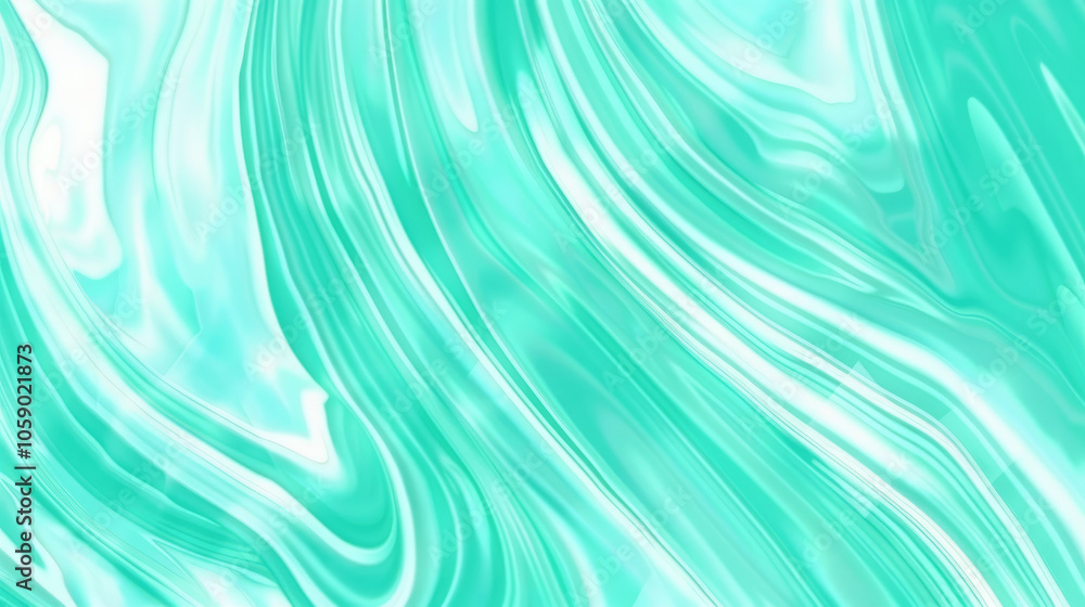 Poster this image features a fluid abstract design in turquoise hues, showcasing smooth, flowing lines that