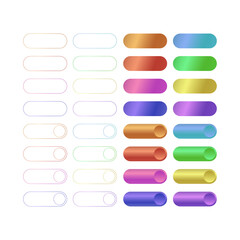 Big colorful CTA buttons templates set.