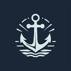 ship anchor emblem, black isolated silhouette vector