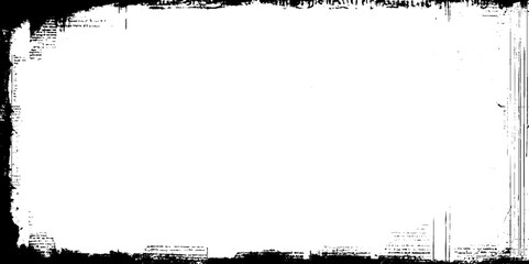 Distress overlay texture black and white grunge frame vector. Decorative Black & White Photo edge frame.