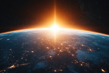 Obraz premium Solar eclipse seen from space with digital glow effect