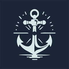 ship anchor emblem, black isolated silhouette vector